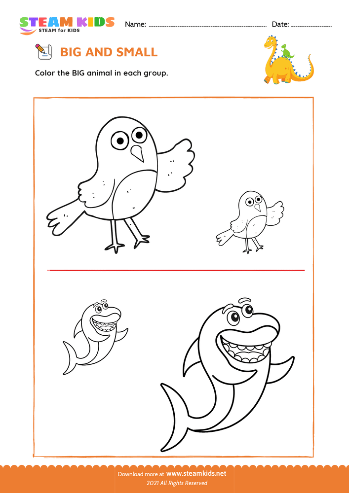 Free Math Worksheet - Big and Small - Worksheet 4