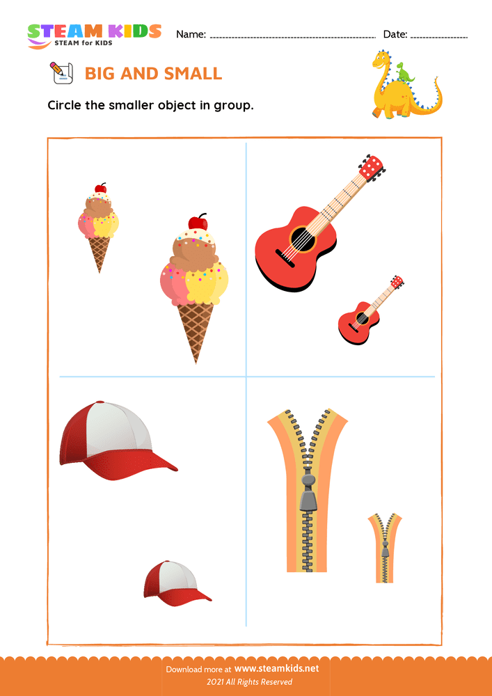 Free Math Worksheet - Big and Small - Worksheet 5