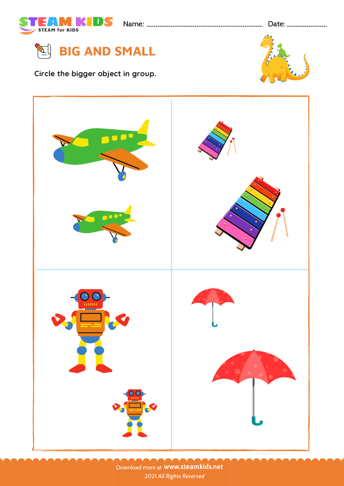 Free Math Worksheet - Big and Small - Worksheet 6