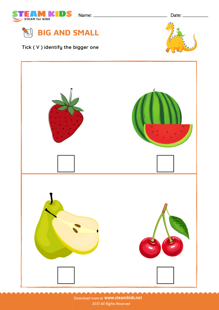 Free Math Worksheet - Big and Small - Worksheet 2