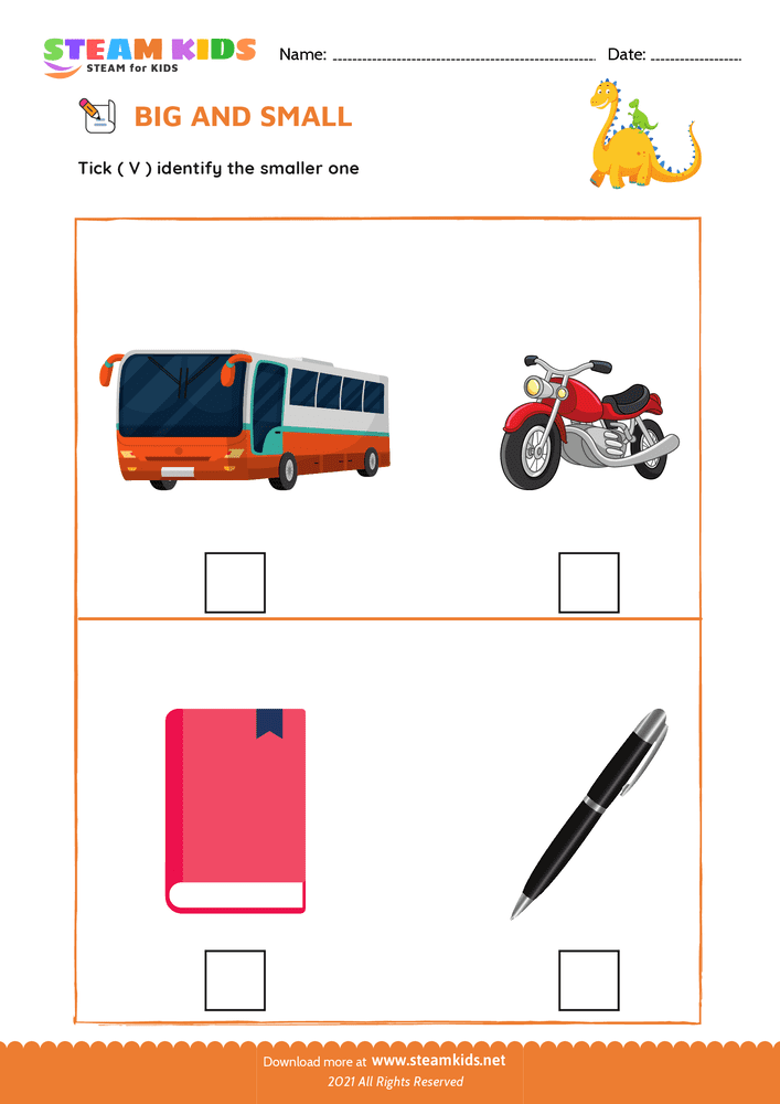 Free Math Worksheet - Big and Small - Worksheet 3