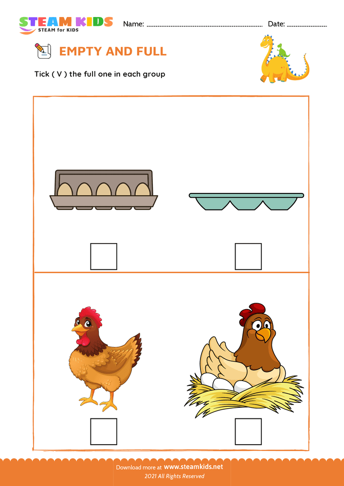 Free Math Worksheet - Empty and Full - Worksheet 4