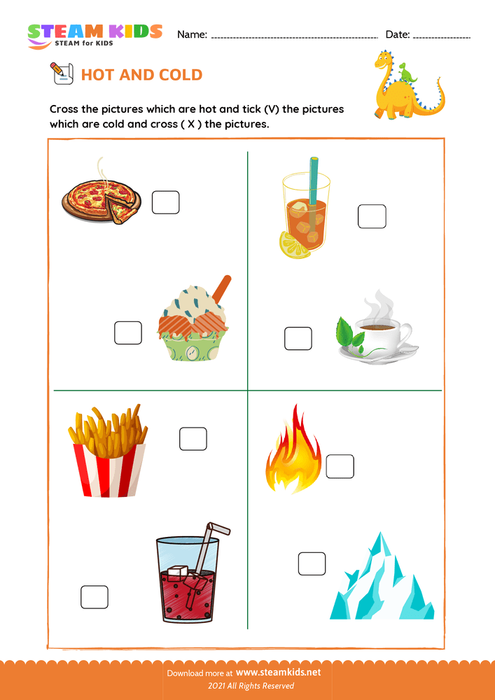 Free Math Worksheet - Hot and Cold - Worksheet 2
