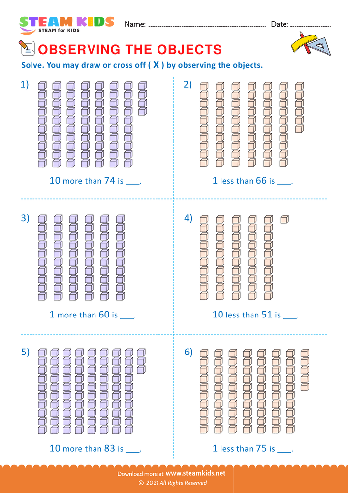 Free Math Worksheet - Observing the objects - Worksheet 12