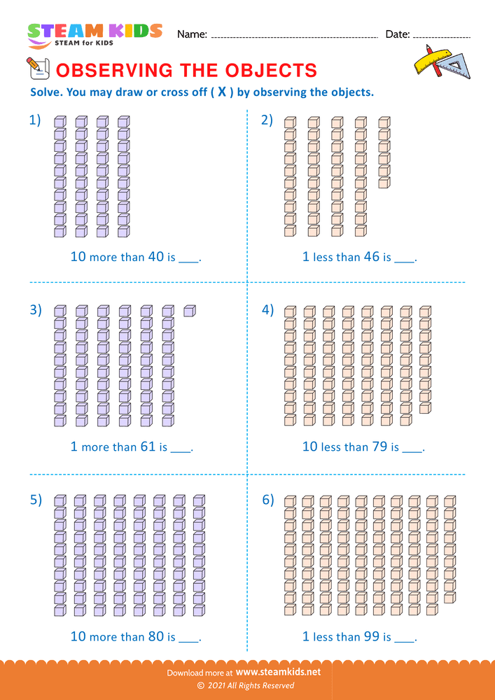 Free Math Worksheet - Observing the objects - Worksheet 16