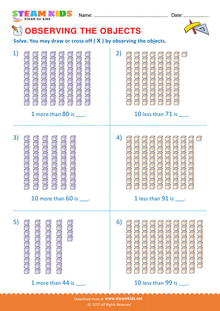 Free Math Worksheet - Observing the objects - Worksheet 19