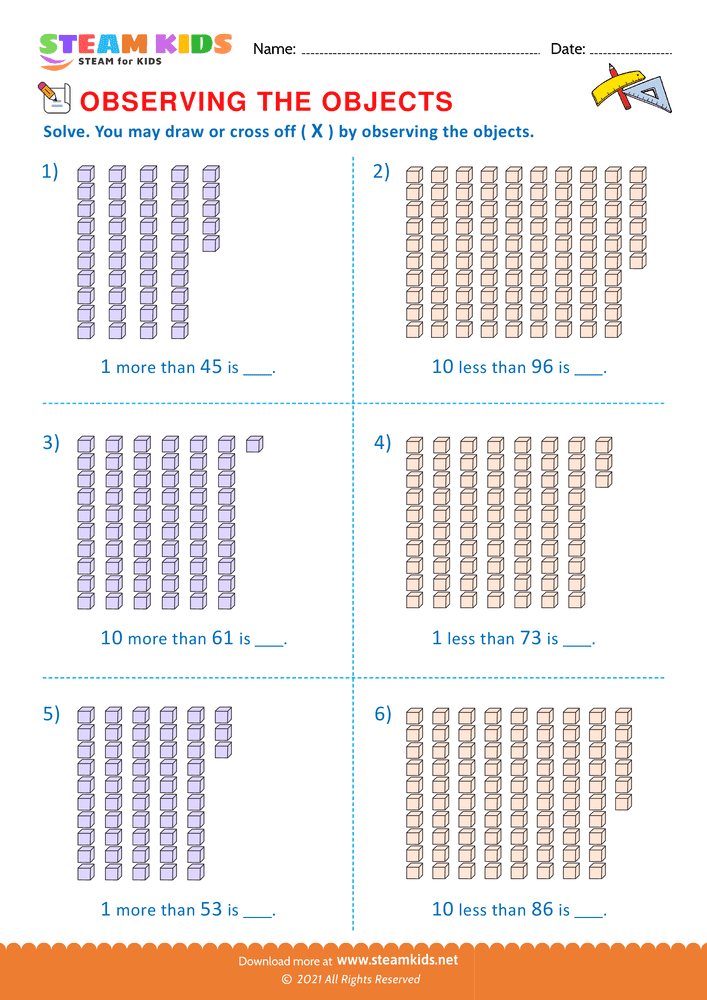 Free Math Worksheet - Observing the objects - Worksheet 21
