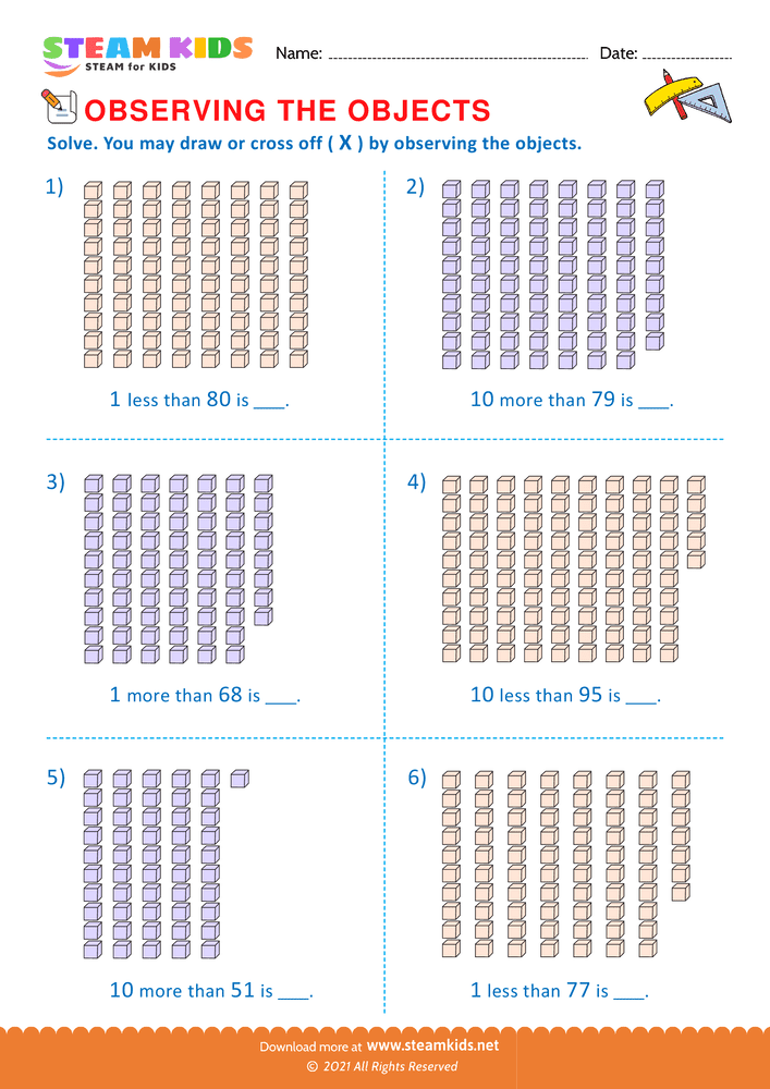 Free Math Worksheet - Observing the objects - Worksheet 28