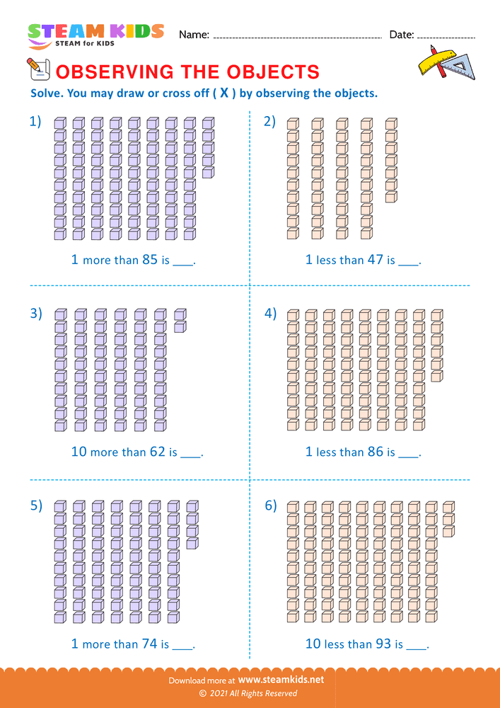 Free Math Worksheet - Observing the objects - Worksheet 35