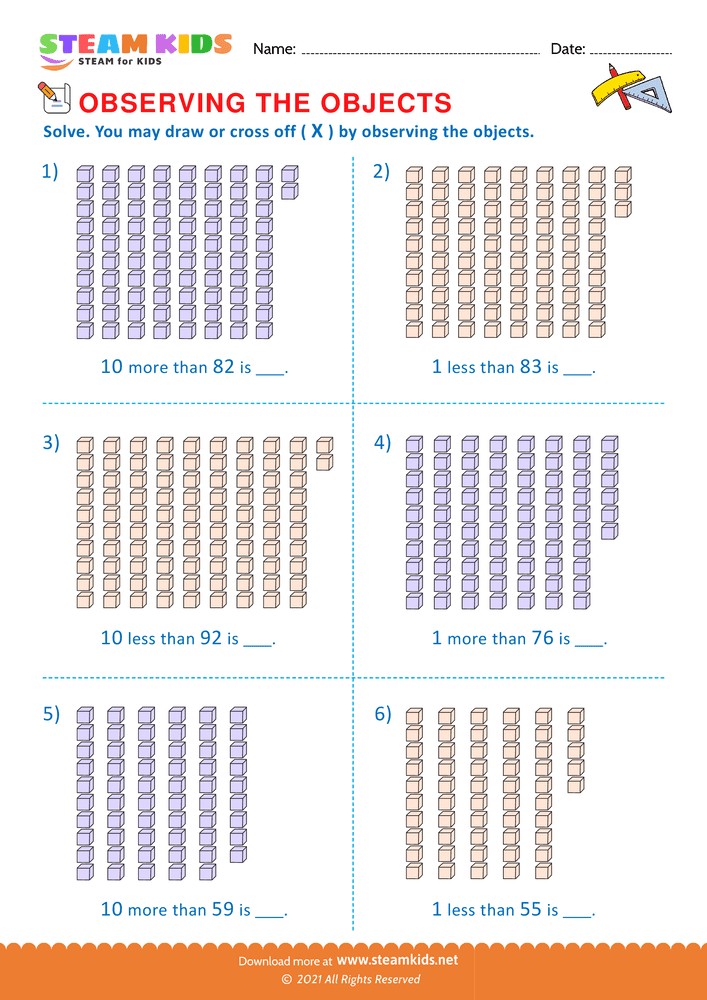 Free Math Worksheet - Observing the objects - Worksheet 36