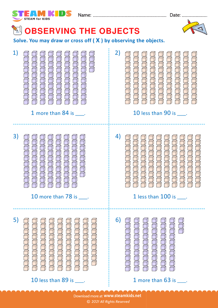 Free Math Worksheet - Observing the objects - Worksheet 38
