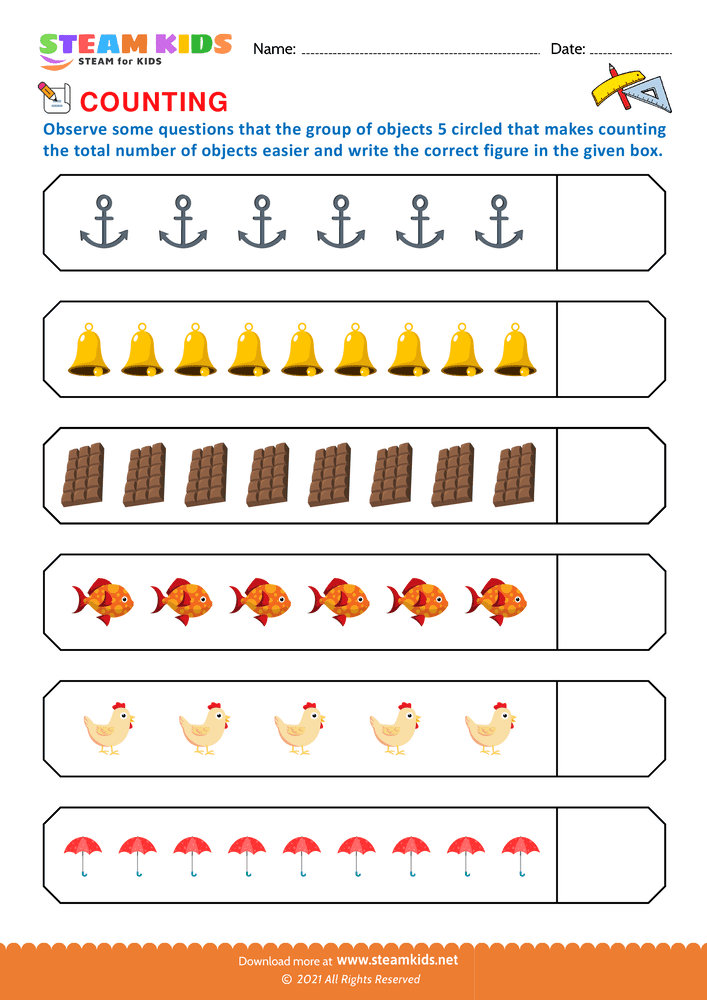 Free Math Worksheet - Count and write - Worksheet 4