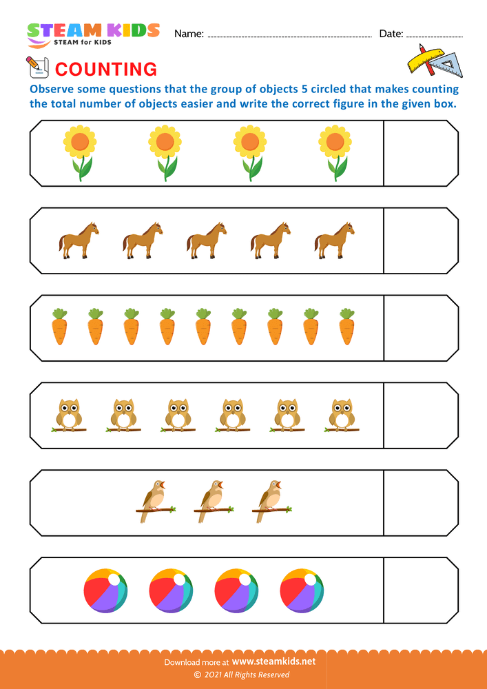 Free Math Worksheet - Count and write - Worksheet 5