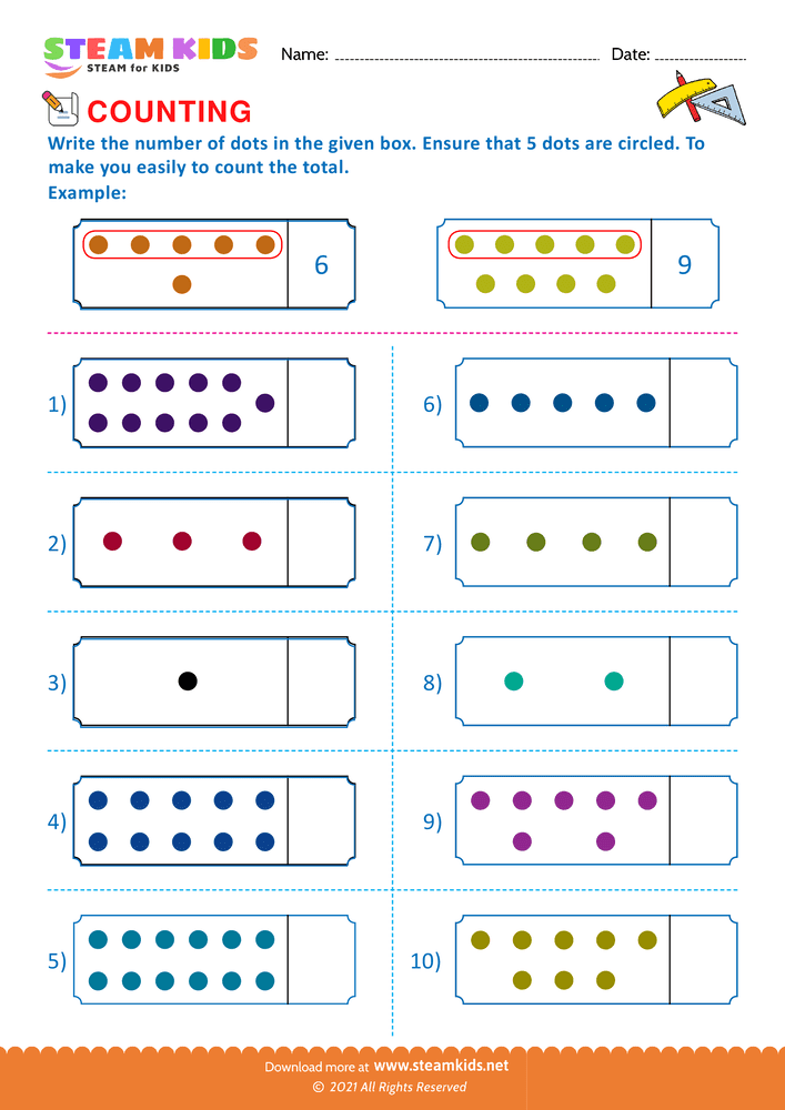 Free Math Worksheet - Count and write - Worksheet 13