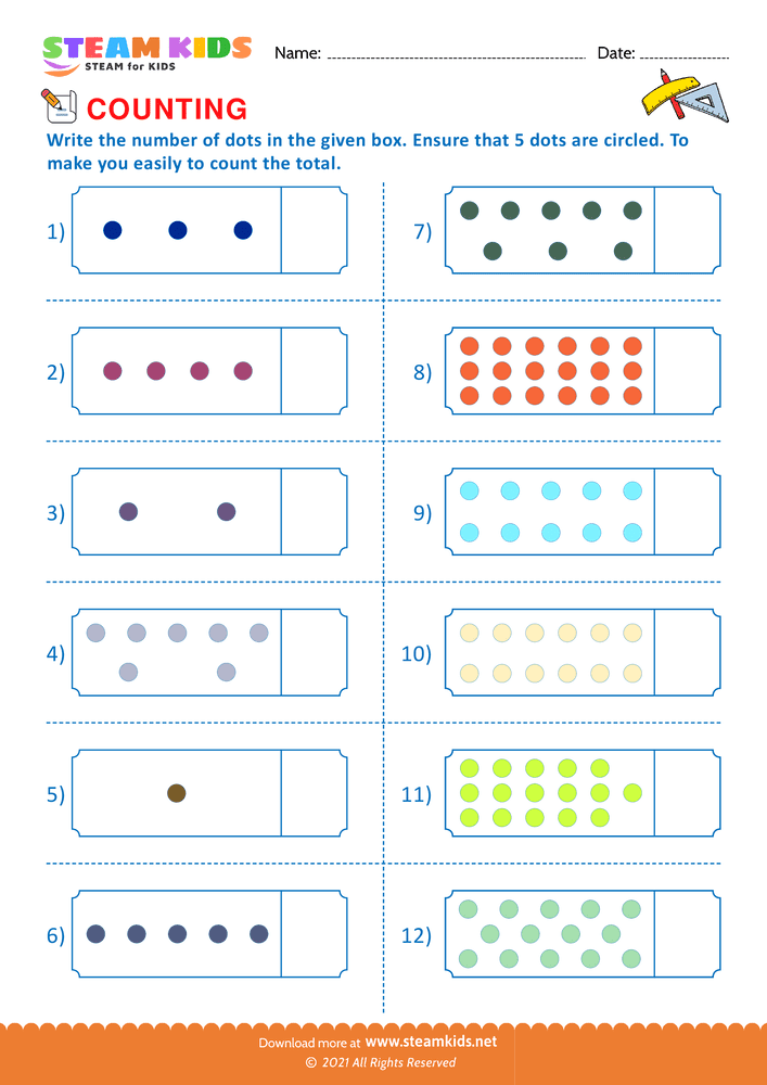 Free Math Worksheet - Count and write - Worksheet 16