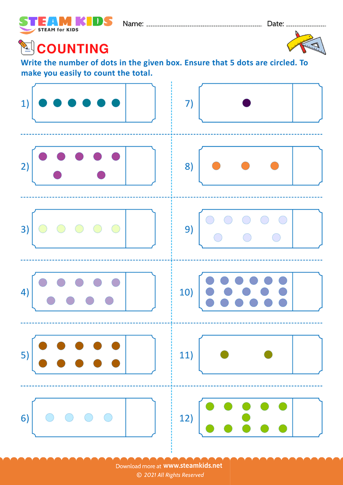 Free Math Worksheet - Count and write - Worksheet 17