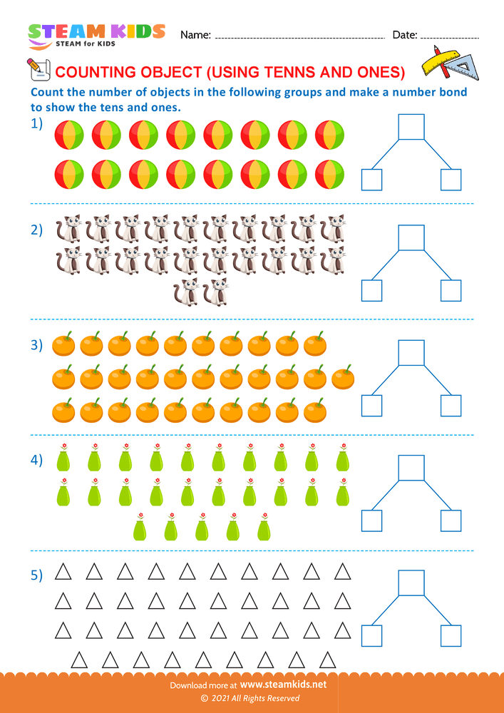 Free Math Worksheet - Counting tens and ones upto 40 - Worksheet 6
