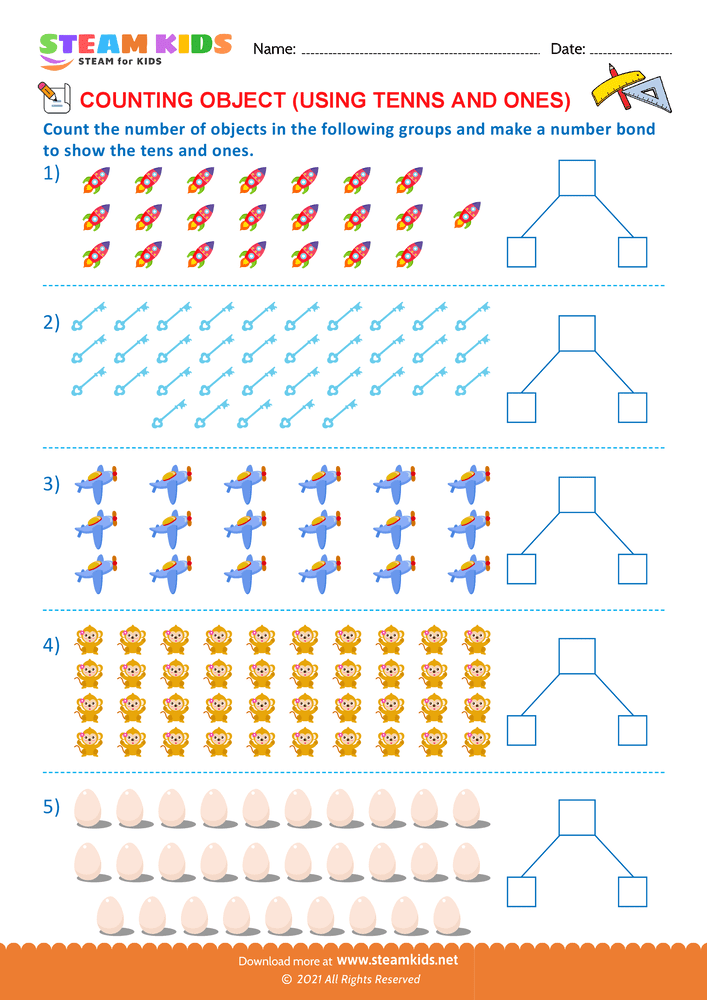 Free Math Worksheet - Counting tens and ones upto 40 - Worksheet 10