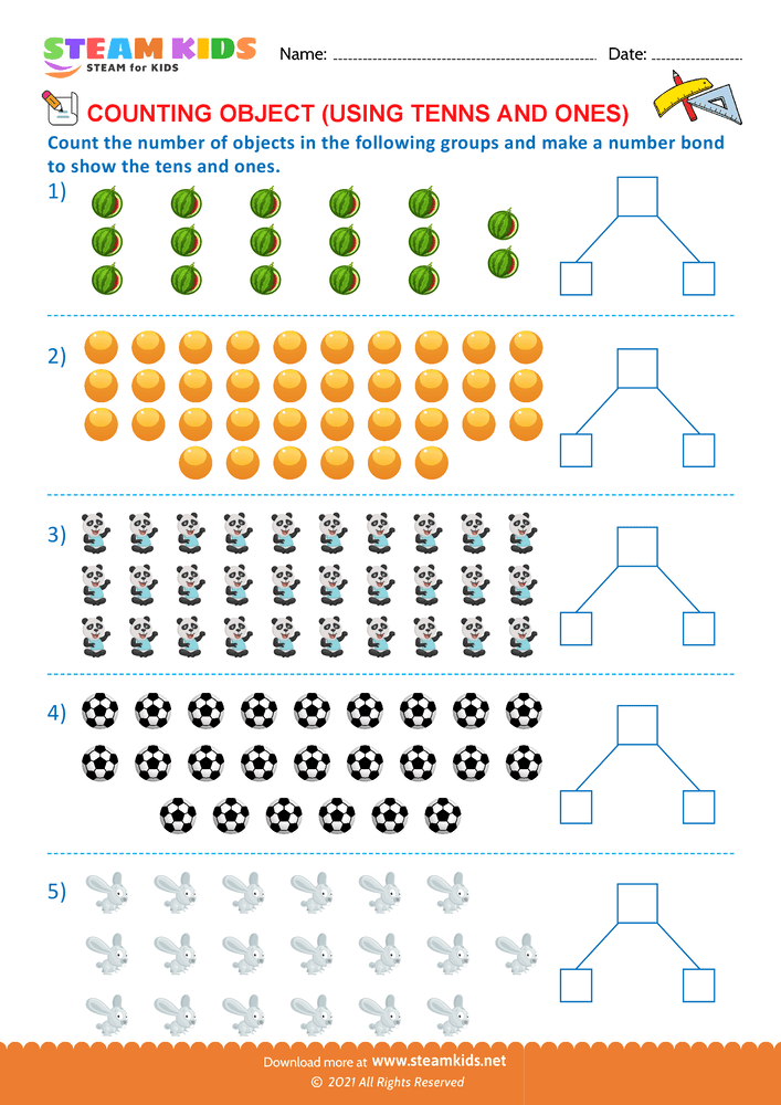Free Math Worksheet - Counting tens and ones upto 40 - Worksheet 14