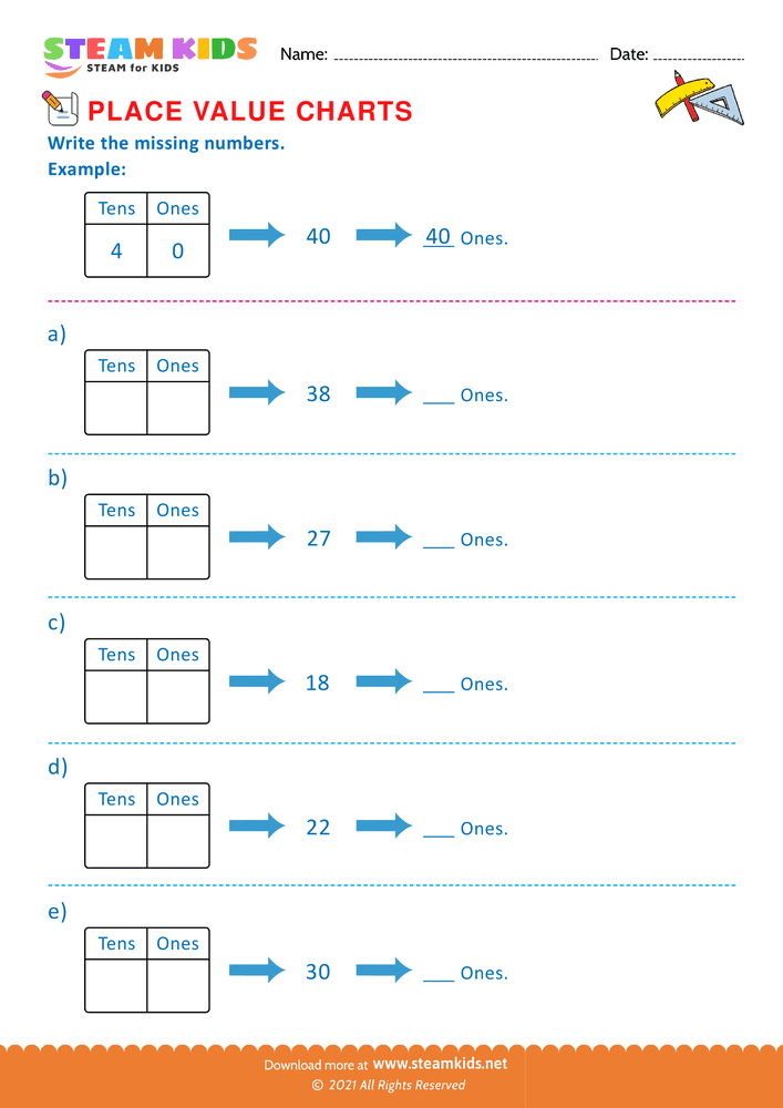 Free Math Worksheet - Write the missing numbers - Worksheet 8