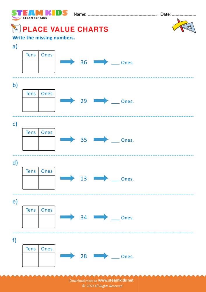 Free Math Worksheet - Write the missing numbers - Worksheet 10