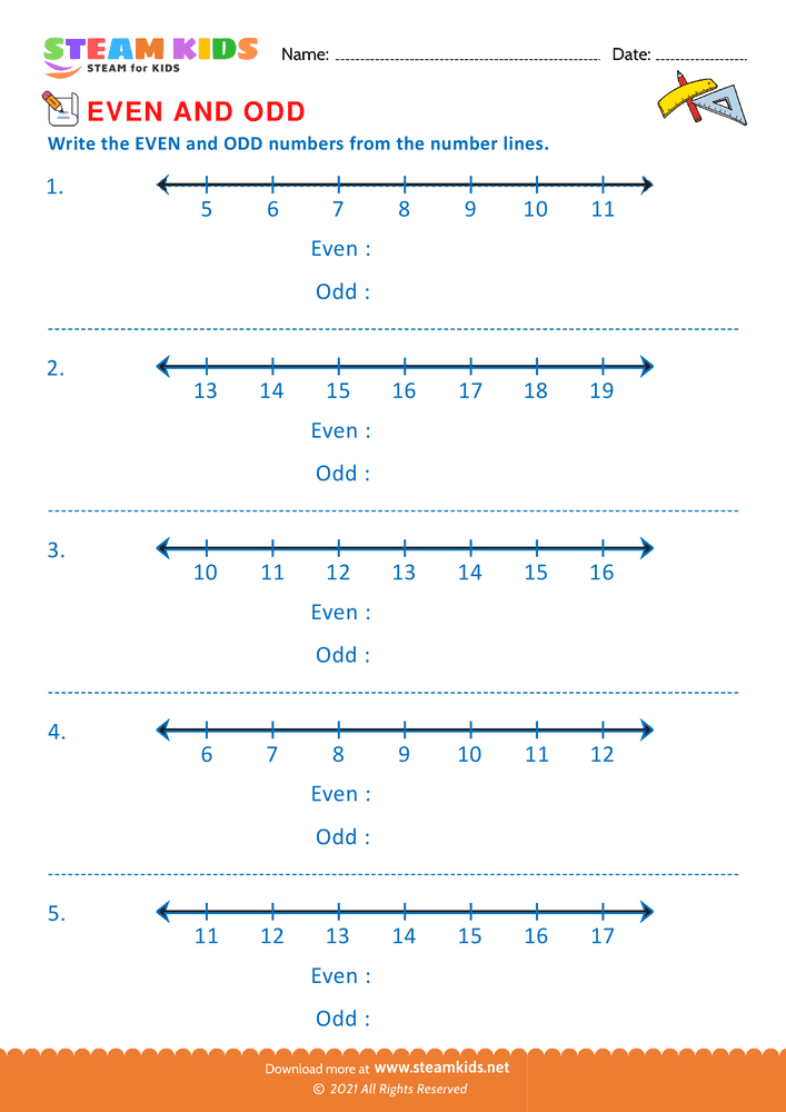 Free Math Worksheet - Write even or odd - Worksheet 12