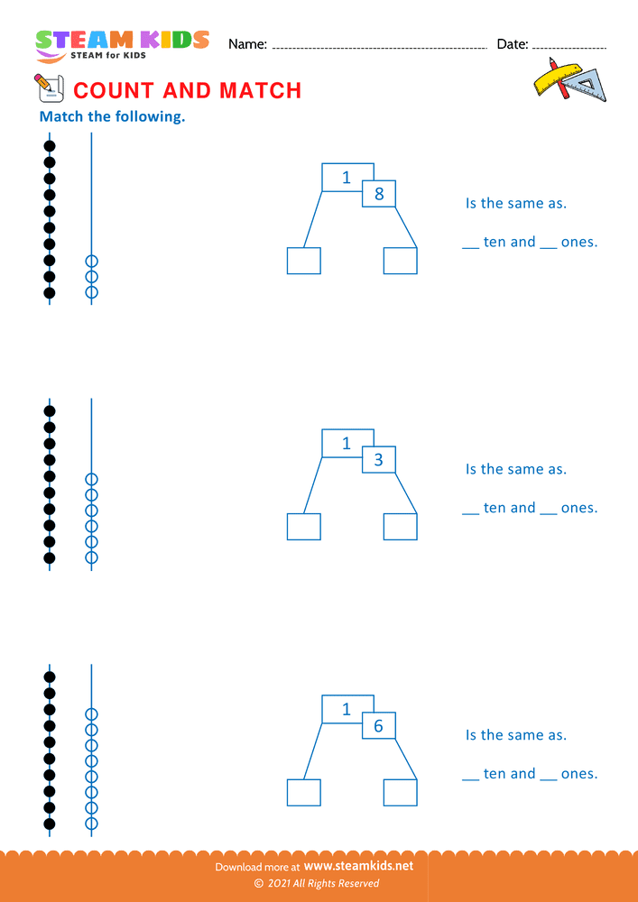 Free Math Worksheet - Match the following - Worksheet 45