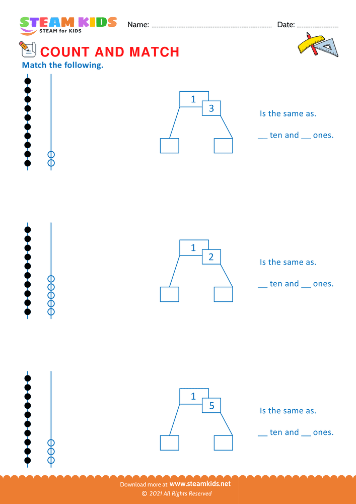 Free Math Worksheet - Match the following - Worksheet 49
