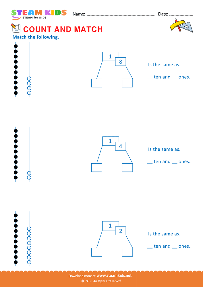 Free Math Worksheet - Match the following - Worksheet 51
