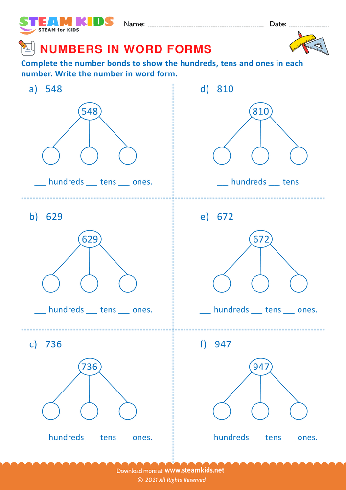 Free Math Worksheet Number in Word forms Worksheet 6 STEAM KIDS