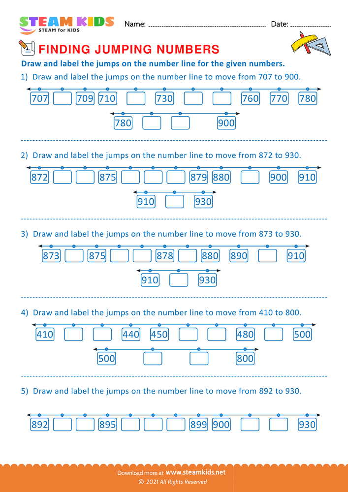 number lines for kids 2nd grade