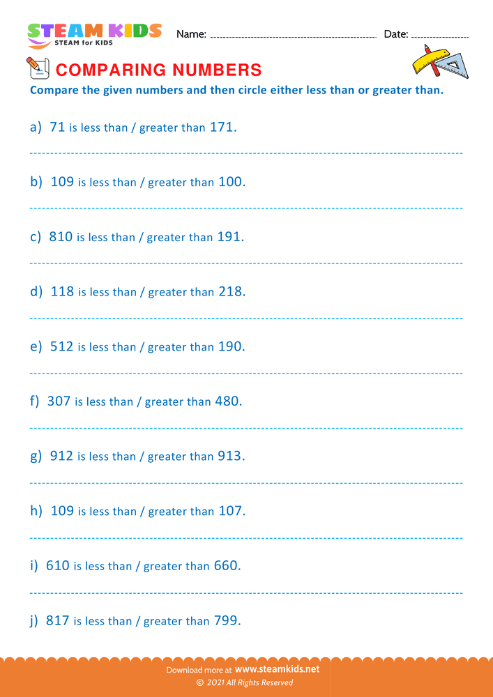 Free Math Worksheet - Circle and Complete the statement - Worksheet 4