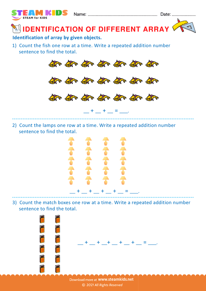 Free Math Worksheet - Identification of Array - Worksheet 8