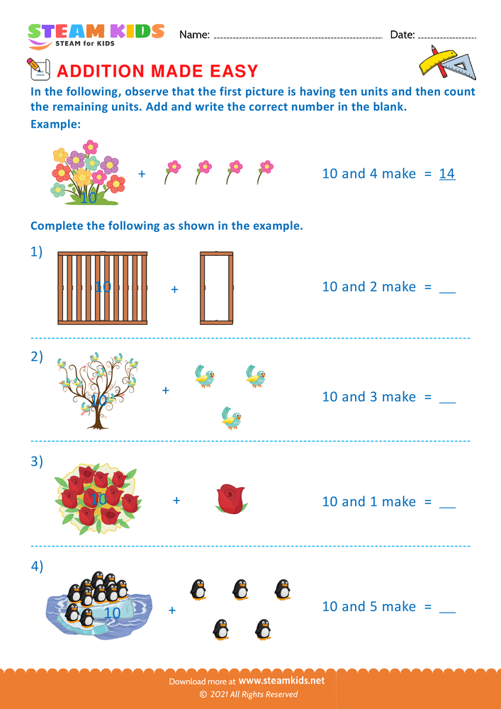 Free Math Worksheet - Addition made easy - Worksheet 8
