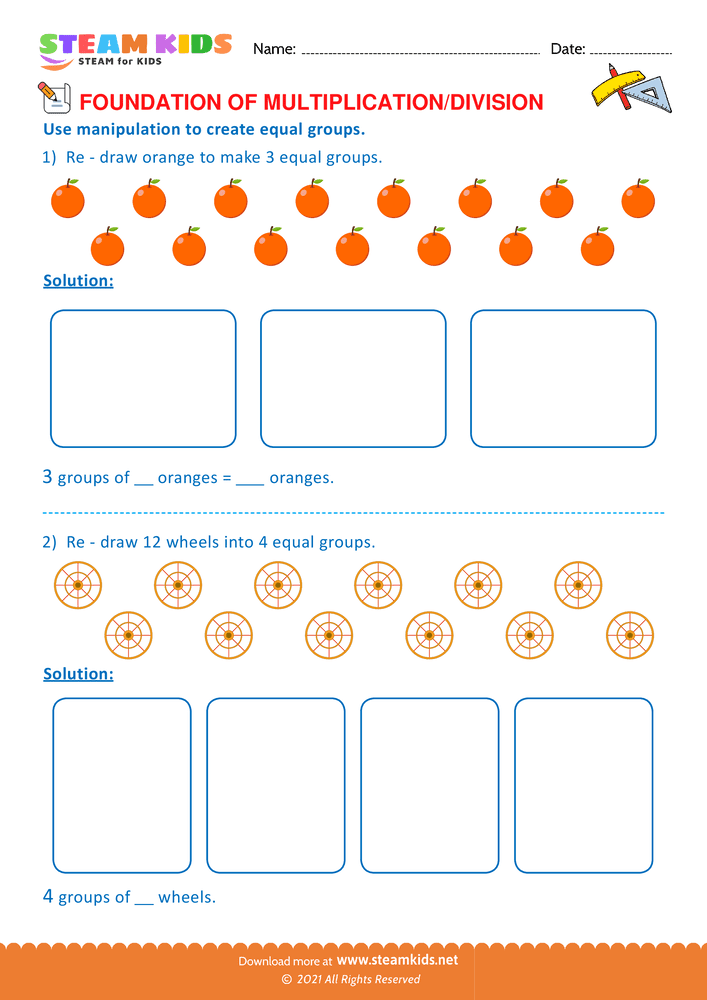 Free Math Worksheet - Foundation of Multiplication and Division - Worksheet 6