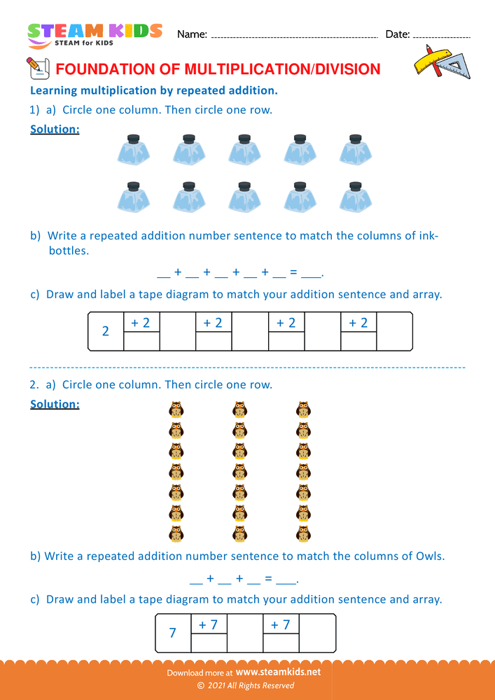 Free Math Worksheet - Foundation of Multiplication and Division - Worksheet 19