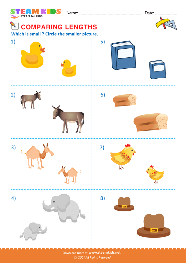 Free Math Worksheet - Langer or Smaller - Worksheet 1