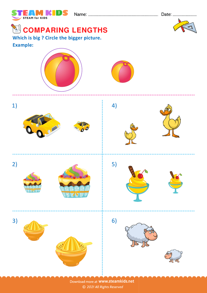 Free Math Worksheet - Langer or Smaller - Worksheet 5