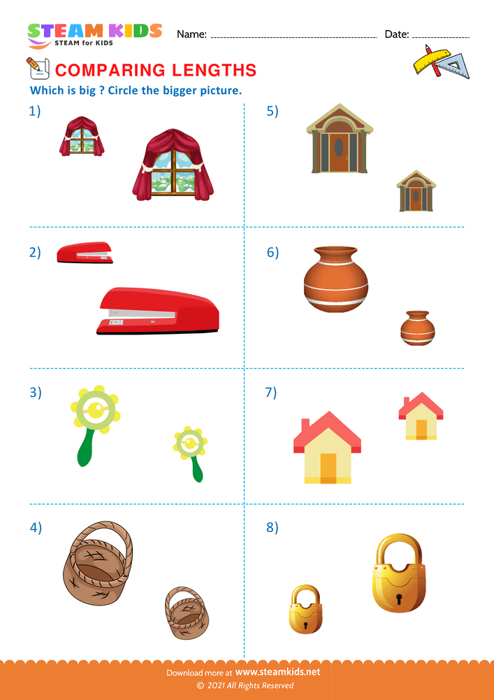 Free Math Worksheet - Langer or Smaller - Worksheet 7