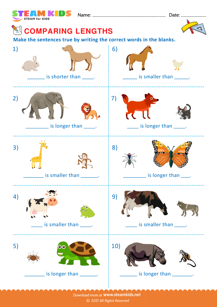 Free Math Worksheet - Make the sentence big and smal - Worksheet 1