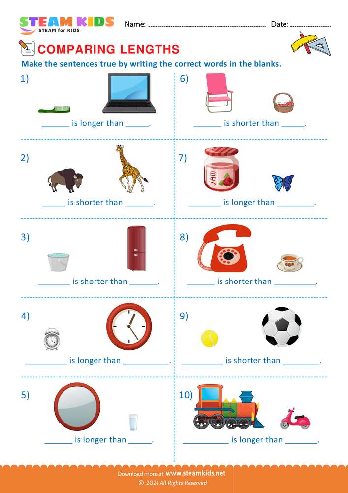 Free Math Worksheet - Make the sentence big and smal - Worksheet 4