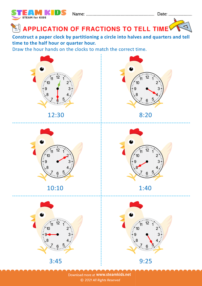 Free Math Worksheet - Telling Time - Worksheet 16
