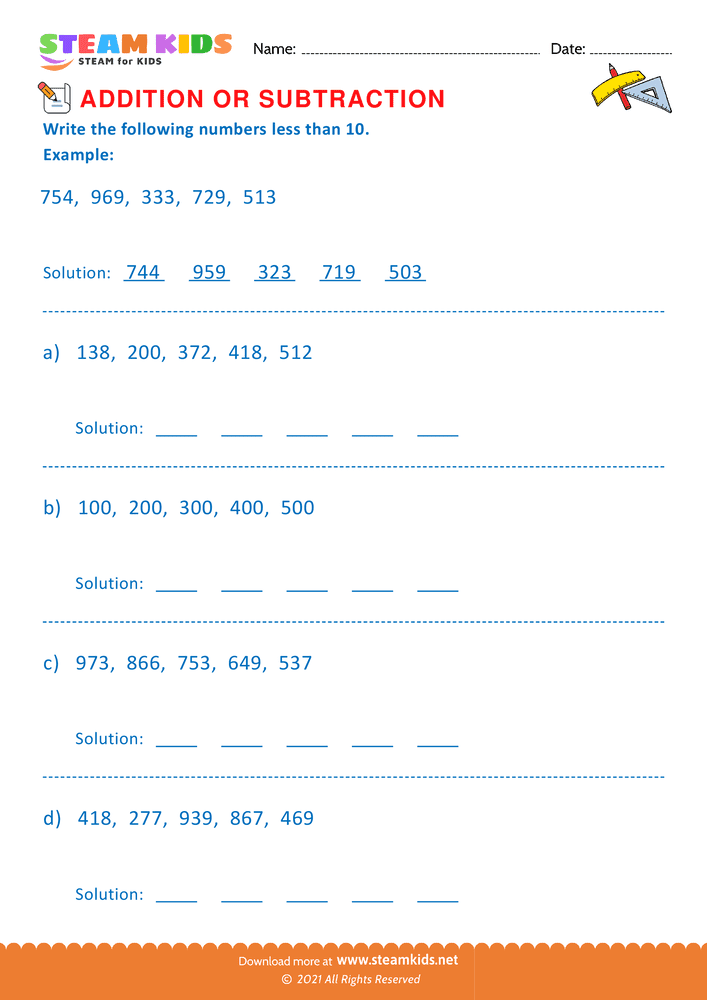 Free Math Worksheet - Complete Each Statement - Worksheet 6