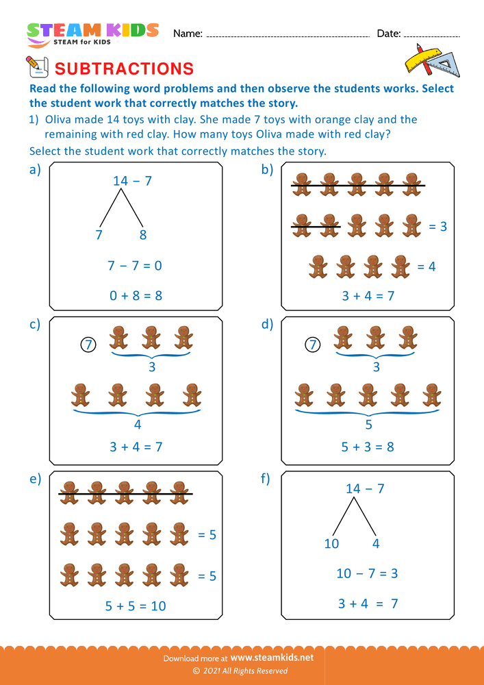 Free Math Worksheet - Fundamebtal operations - Worksheet 7