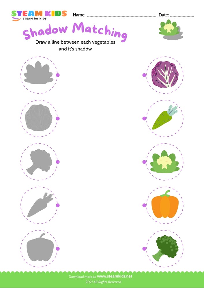 Free Science Worksheet - Identify vegetable - Worksheet 9