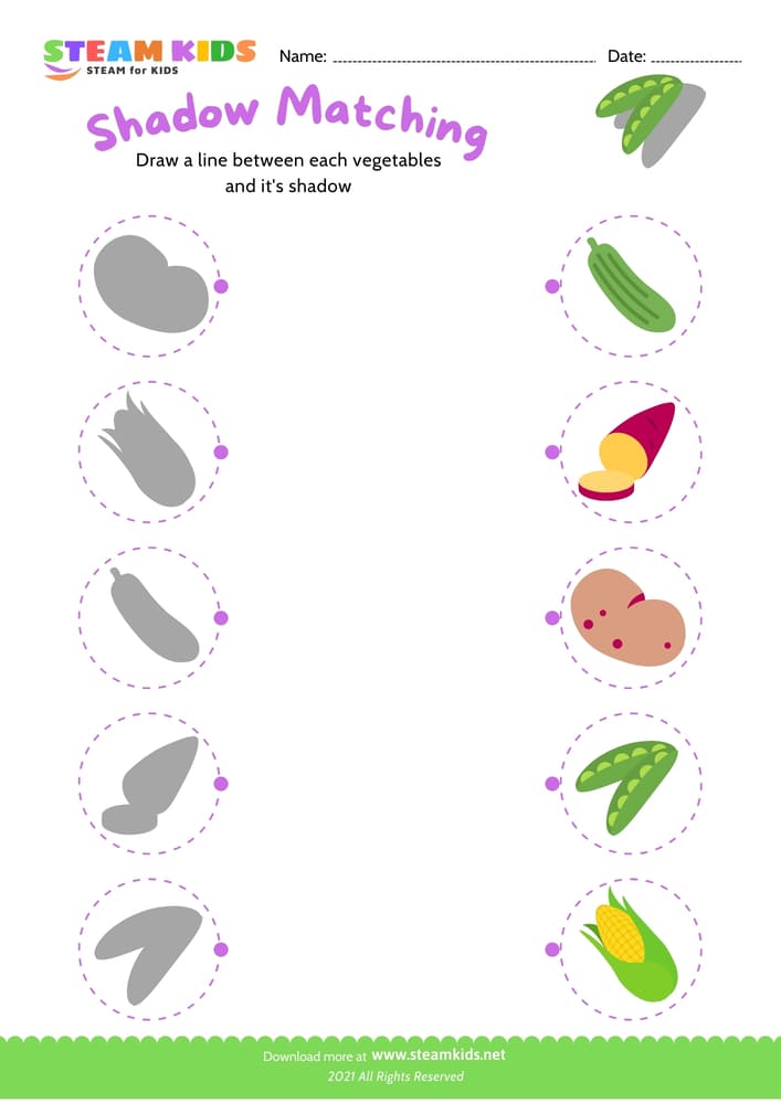 Free Science Worksheet - Identify vegetable - Worksheet 10