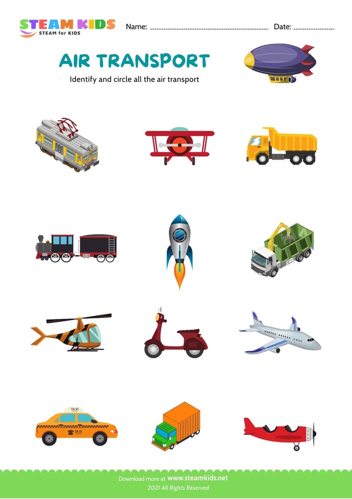 Free Science Worksheet - Identify transports - Worksheet 2