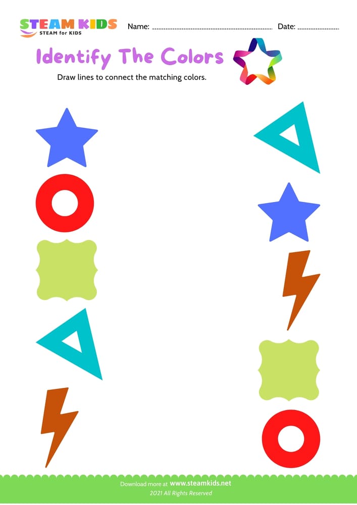 Free Science Worksheet - Identify color - Worksheet 1