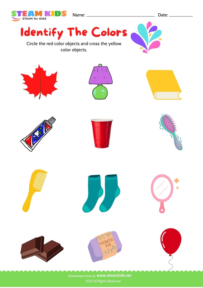 Free Science Worksheet - Identify color - Worksheet 4
