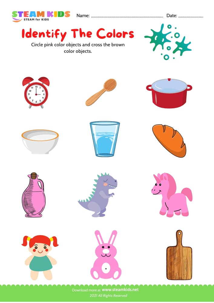 Free Science Worksheet - Identify color - Worksheet 7